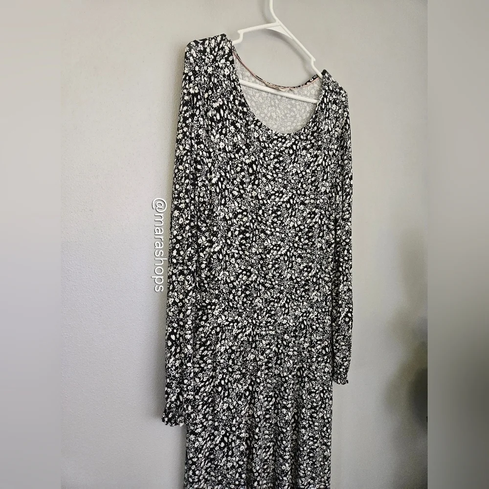 Boden Evelyn Floral Jersey Midi Dress, Black/White